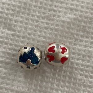 Pandora Charm Disney Sleeping Beauty Blue Castle with red Mickey face charm